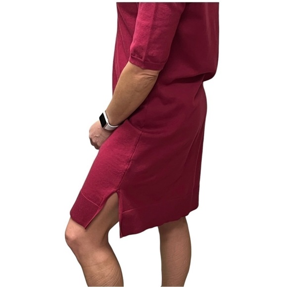 LULUS V-neck elbow sleeve magenta flared sweater dress transitional size medium. - Picture 5 of 8